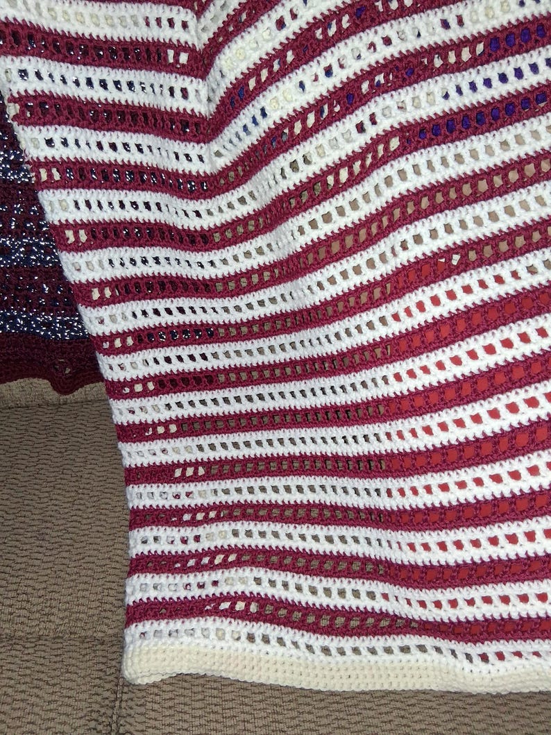 Handmade Crochet Lap Rug: Burgundy & Cream Stripes - Etsy