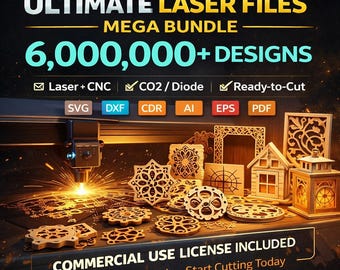 6,000,000+ Laser Cut Files Mega Bundle | SVG DXF + Ai Cdr Eps Pdf | CNC co2 & fiber designs | Commercial use
