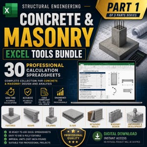 30 herramientas de Excel para ingeniería estructural: hormigón, zapatas, columnas, muros y mampostería.