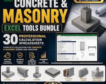 30 Structural Engineering Excel Tools for Concrete, Footings, Columns, Walls & Masonry