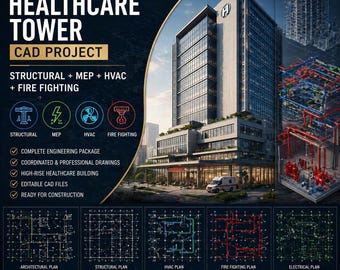 Full Healthcare Tower CAD Project | Structural + MEP + HVAC + Fire Fighting Drawings | Complete AutoCAD Package