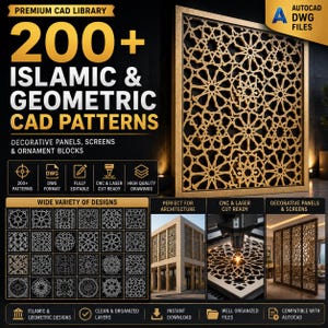 Bibliothèque professionnelle de modèles CAO | Conceptions géométriques islamiques pour AutoCAD et CNC