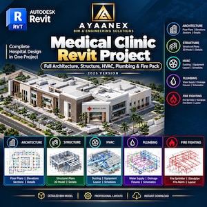 Medical Clinic Revit Project | Full Architecture, Structure, HVAC, Plumbing & Fire Pack