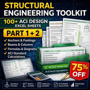 Structural Engineering Excel Toolkit | 100+ Design Sheets (ACI 318) | Concrete, Footing, Beams, Columns