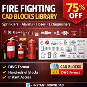 Fire Fighting CAD Blocks Library – Sprinklers, Alarms, Hoses, Extinguishers (DWG)