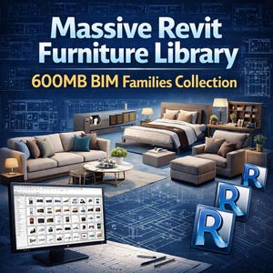 Stort Revit-möbelbibliotek – 600 MB BIM-familjer