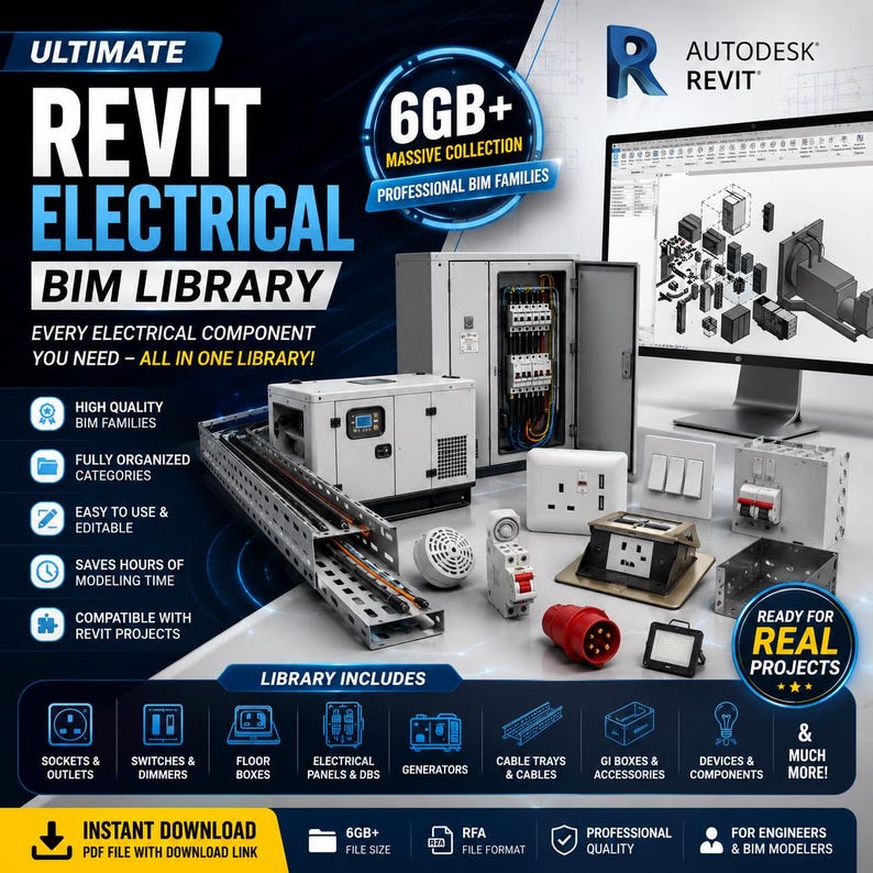 Electrical Library Revit Blocks | 6GB+ BIM Families | Sockets, Switches ...