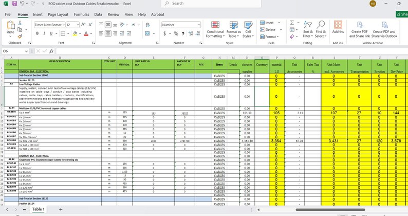 Low Current Systems Cost Calculation Bundle – Excel Templates (digital ...