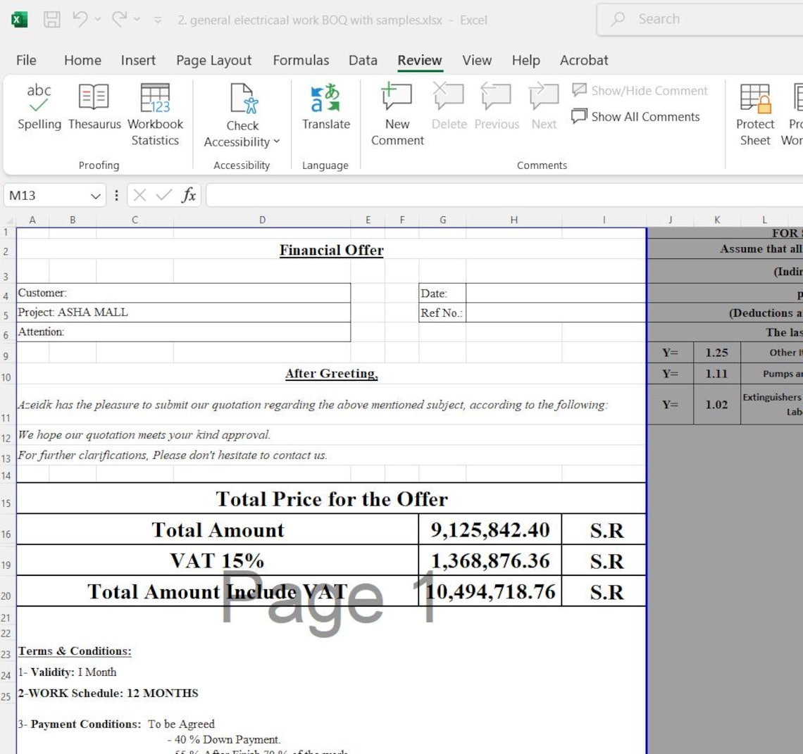 Electrical BOQ Excel With Sample Projects - Etsy