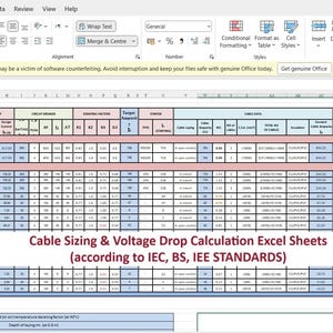 Kabel und Schalter Dimensionierung Excel Tabelle | Elektro Rechner