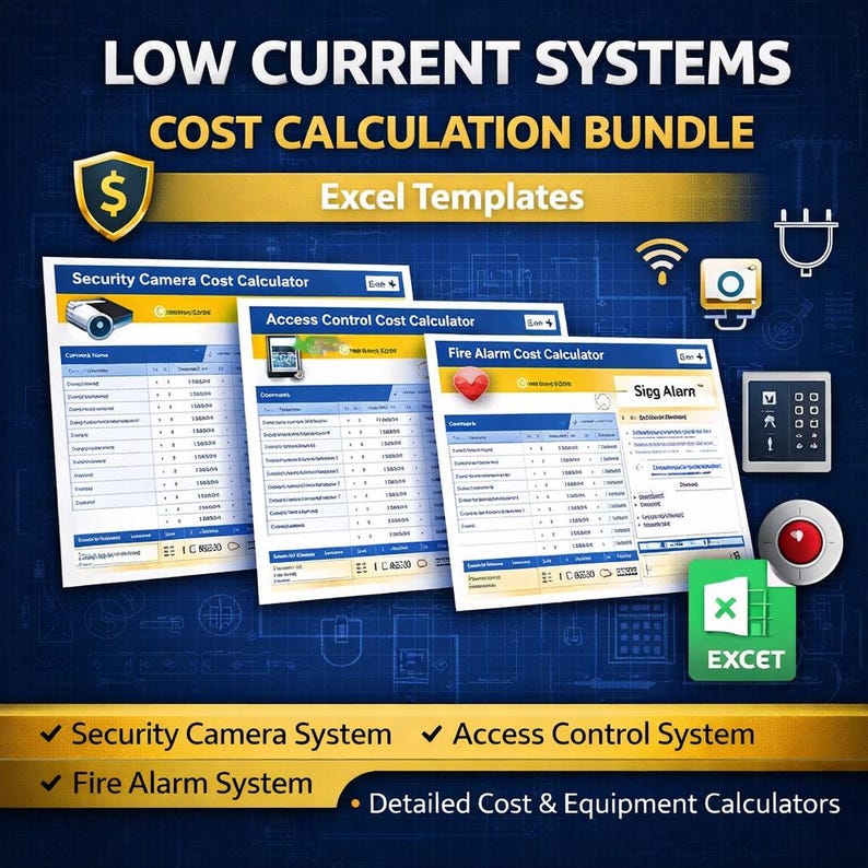 Low Current Systems Cost Calculation Bundle – Excel Templates (digital ...