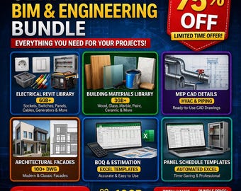 Ultimate BIM Bundle | Revit + AutoCAD + Excel Templates | Electrical, Materials, MEP, Facades (10GB+)