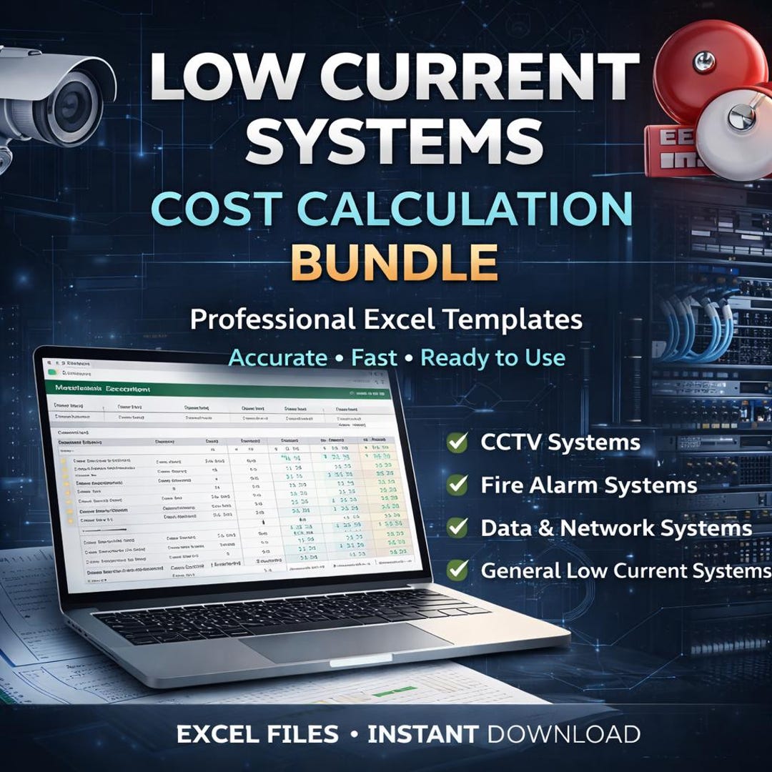 Low Current Systems Cost Calculation Bundle – Excel Templates (digital ...