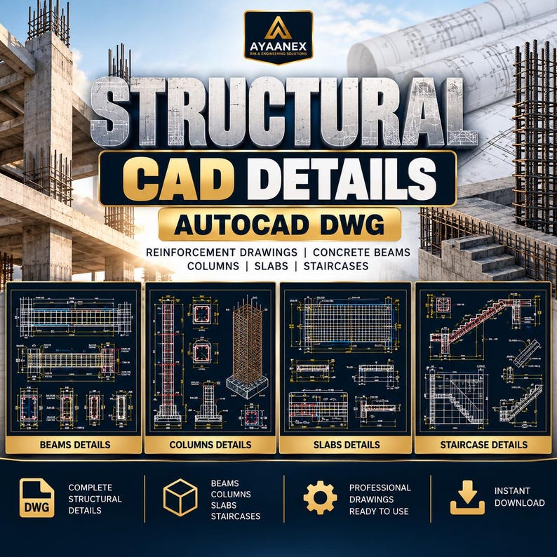 Structural CAD Details DWG | Autocad Reinforcement Drawings, Concrete ...