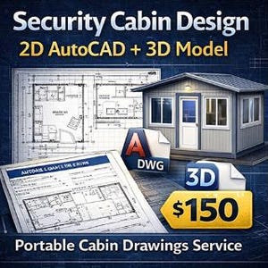 Diseño de casetas de seguridad / AutoCAD 2D + Modelo 3D / Servicio de planos de casetas portátiles