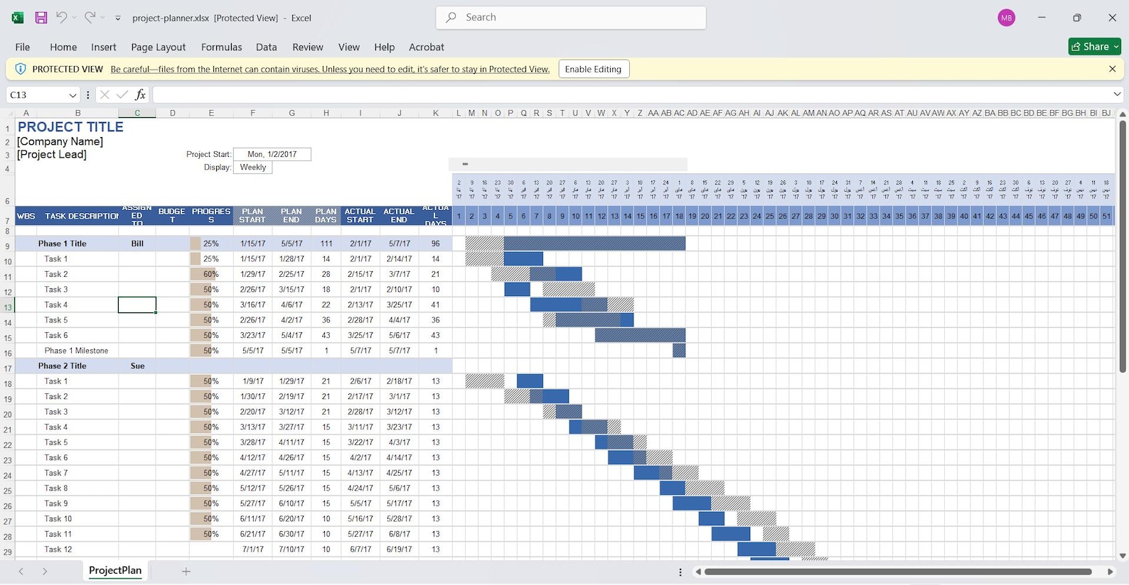 Project Progress Tracker Excel Template | Task Management & Completion ...