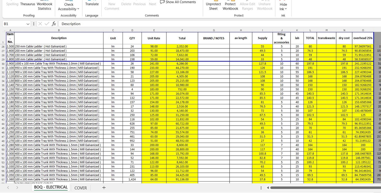 Pointquantity Take Off Sample Format Electrical BOQ Excel Template + Sample Projects | Quantity Takeoff ...