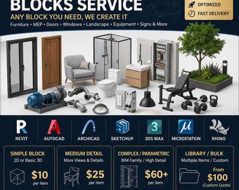 Custom BIM + CAD Blocks Service | Revit, AutoCAD, SketchUp | MEP, Firefighting, Fire Alarm, Furniture & More