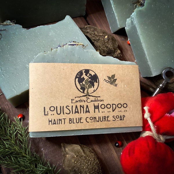 Louisiana Hoodoo ~ Haint Blue Conjure Soap ~ Small Batch, Palm Oil Free, Plastic Free, All Natural Handmade Soap