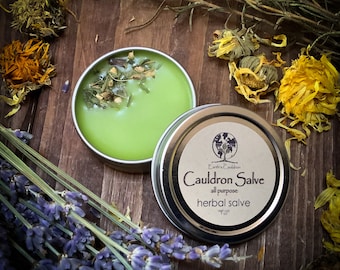 Cauldron Salve ~ Natural Herbal All Purpose Salve ~ Small Batch, Palm Oil Free, Plastic Free, All Natural Handmade Balm