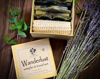 Wanderlust Soap Sampler & Travel Set ~ Try 6 of our Soaps! ~ Small Batch, Palm Oil Free, Mini Soaps, Organic Soap, All Natural, Handmade