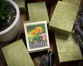 Garden Goddess ~ Gardner’s Spring Soap ~ Small Batch, Palm Oil Free, Plastic Free, All Natural Handmade Soap