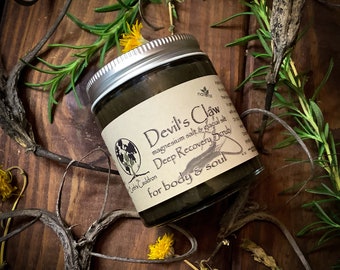 Devils Claw  Magnesium Salt & Glacial Silt Deep Recovery Scrub For Body and Soul ~ Small Batch, Palm Oil Free, Plastic Free Natural Handmade