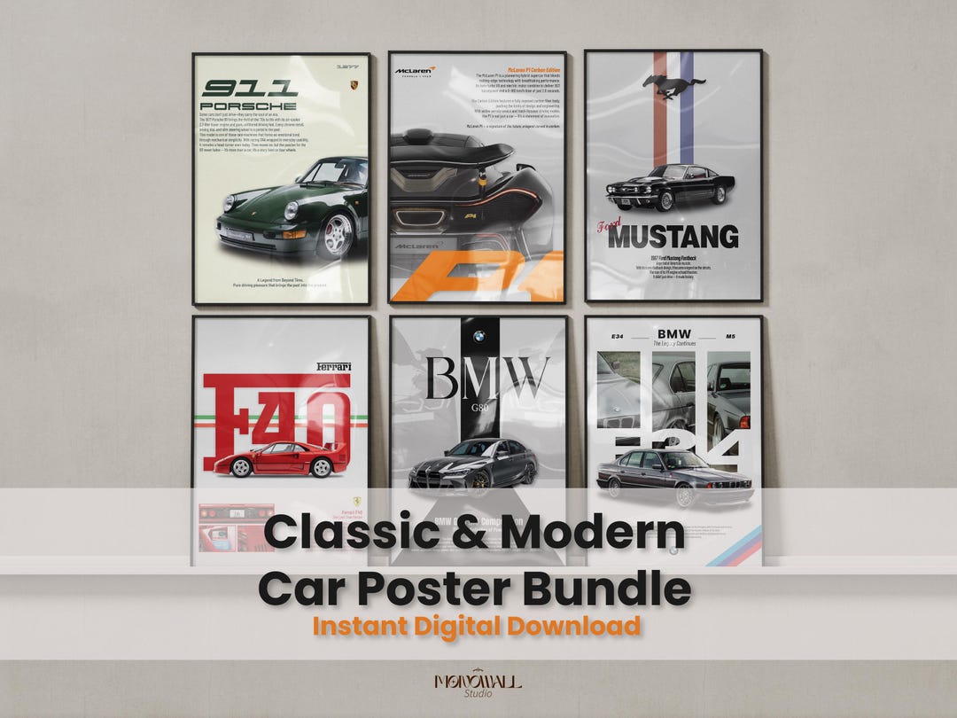 Classic Car Poster Set, Minimalist Automotive Art (digital Download) - Etsy