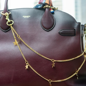 Gold Star Bag Chain: 18K Gold-Plated Celestial Purse Charm