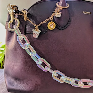 Opalescent Acrylic Bag Chain • 21.5 Light-Catching Strap with Gold-Coated Brass Hardware • Iridescent Purse Accessory