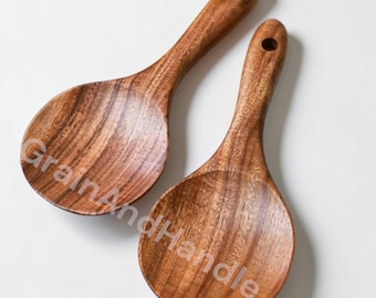 Cuchara de arroz de madera, cucharón de madera para arroz, cuchara grande para servir, utensilio de cocina para cocinar
