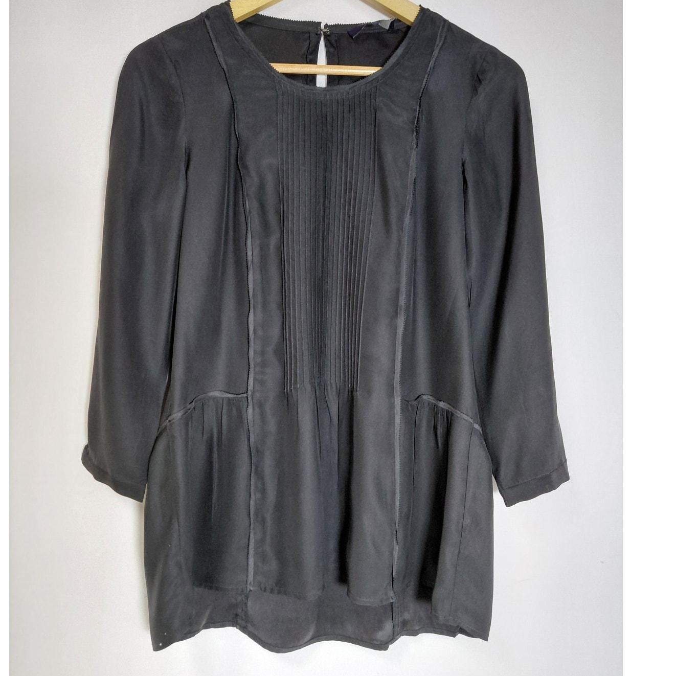Madewell, Vintage Madewell 1937 Madewell Blouse Black Solid 3/4 Sleeve Size XS