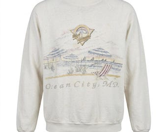 Vintage Fruit of the Loom Ocean City MD strandtrui voor dames, maat L