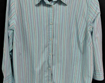Vintage CHAPS EST. 1978 Chaps Striped Button-Up Shirt Blue Woven Long Size 3X
