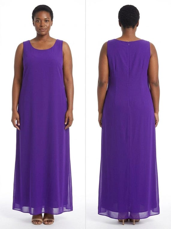 lady dorby dresses Vintage Miss Purple Chiffon Maxi Dress Solid Sl… Designers > MORPHEW ATELIER