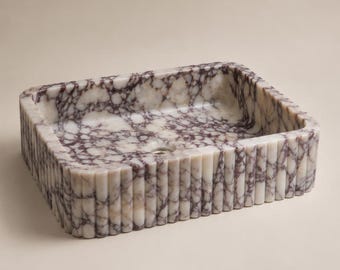 Hand Carved Calacatta Viola Marble Sink | Luxury Vessel Sink | Natural Stone Bathroom Basin