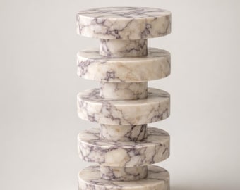 Mesa auxiliar de mármol RION / Mesa redonda de piedra natural para interiores modernos