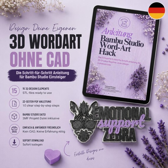 3D Schriftzug STL Baukasten | Namensschild 3D Druck | 15 STL + 3MF + Anleitung | Bambu Studio DIY
