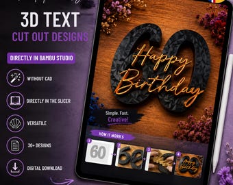 Bambu Studio Cutout Hack | Cut text from shapes in a slicer | 3D letters STL | No CAD required | Instructions in German & English