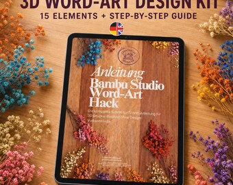 3D Word Art Kit | 15 STL Elements + 3MF | Instructions in German & English (no CAD required) | Nameplate Bambu Studio
