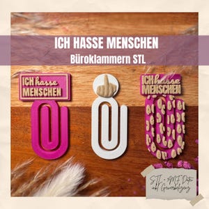 Ik haat mensen paperclips STL | Grappige paperclips 3D-printbestand | Kantoorhumor | Cadeau voor collega's | Paperclip met middelvinger