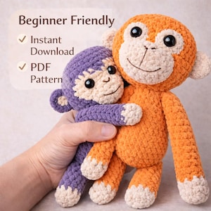 Viral Punch Monkey Crochet Pattern PDF, Amigurumi Monkey Tutorial, Digital Download