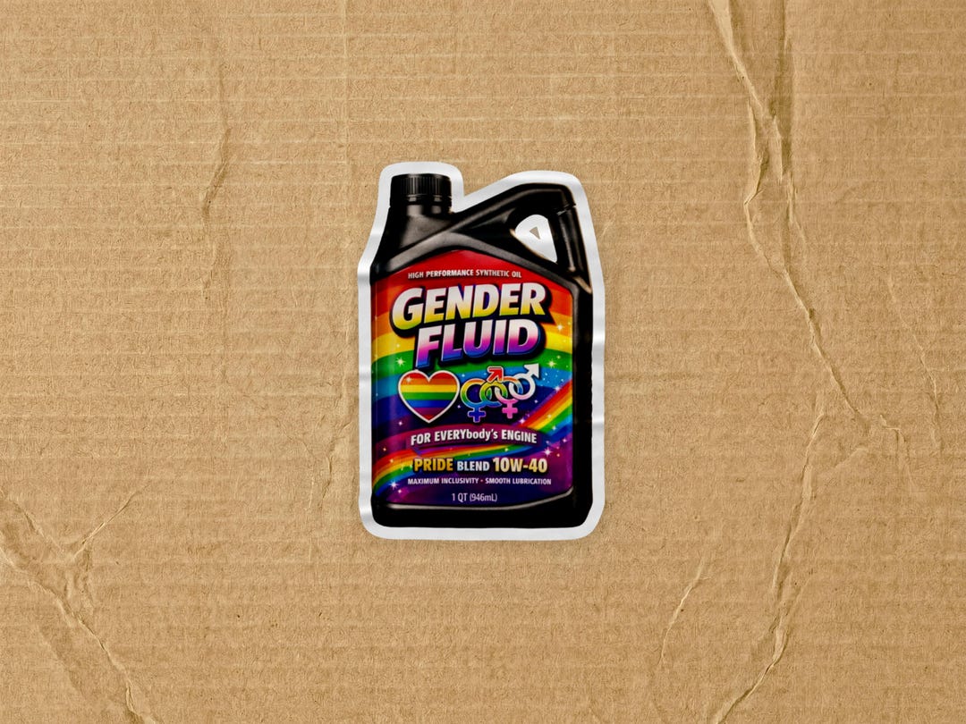 Shell Oil Parody Gender Fluid Oil Pride Parody Sticker | Kiss-cut Sticker, Pride Rainbow ...