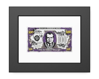 Rancid Reserve Note Dick Nixon 100 Bill art Framed Paper Poster | Graffiti Money Print