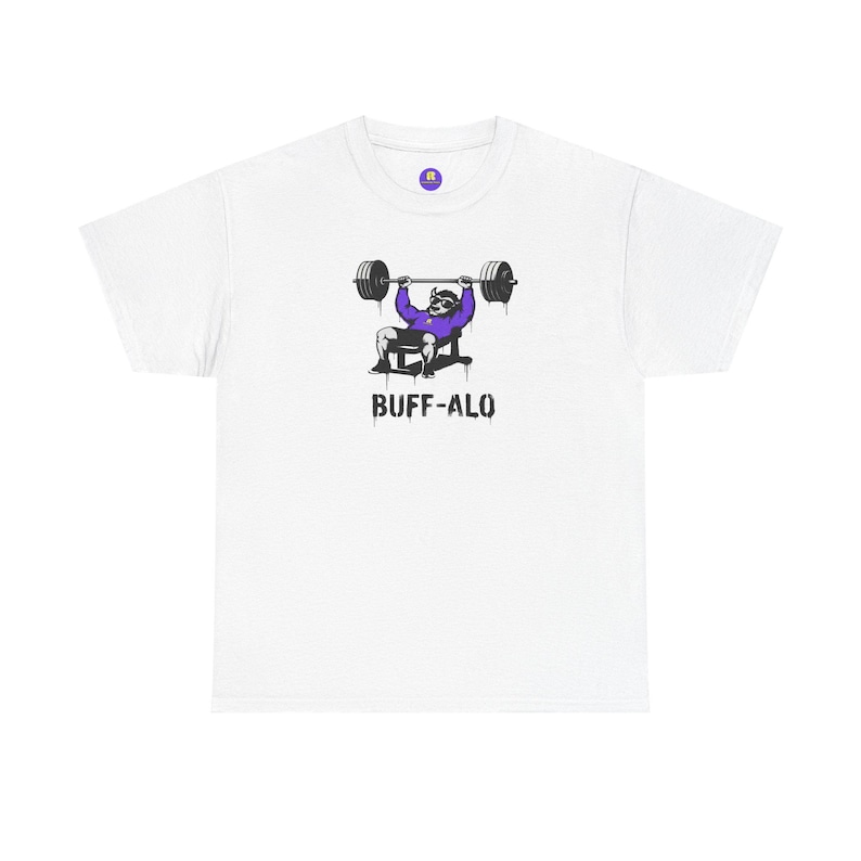 Rancid Buffalo Mascot Weightlifting Tee | 'BUFF-ALO' Gym Shirt image 1