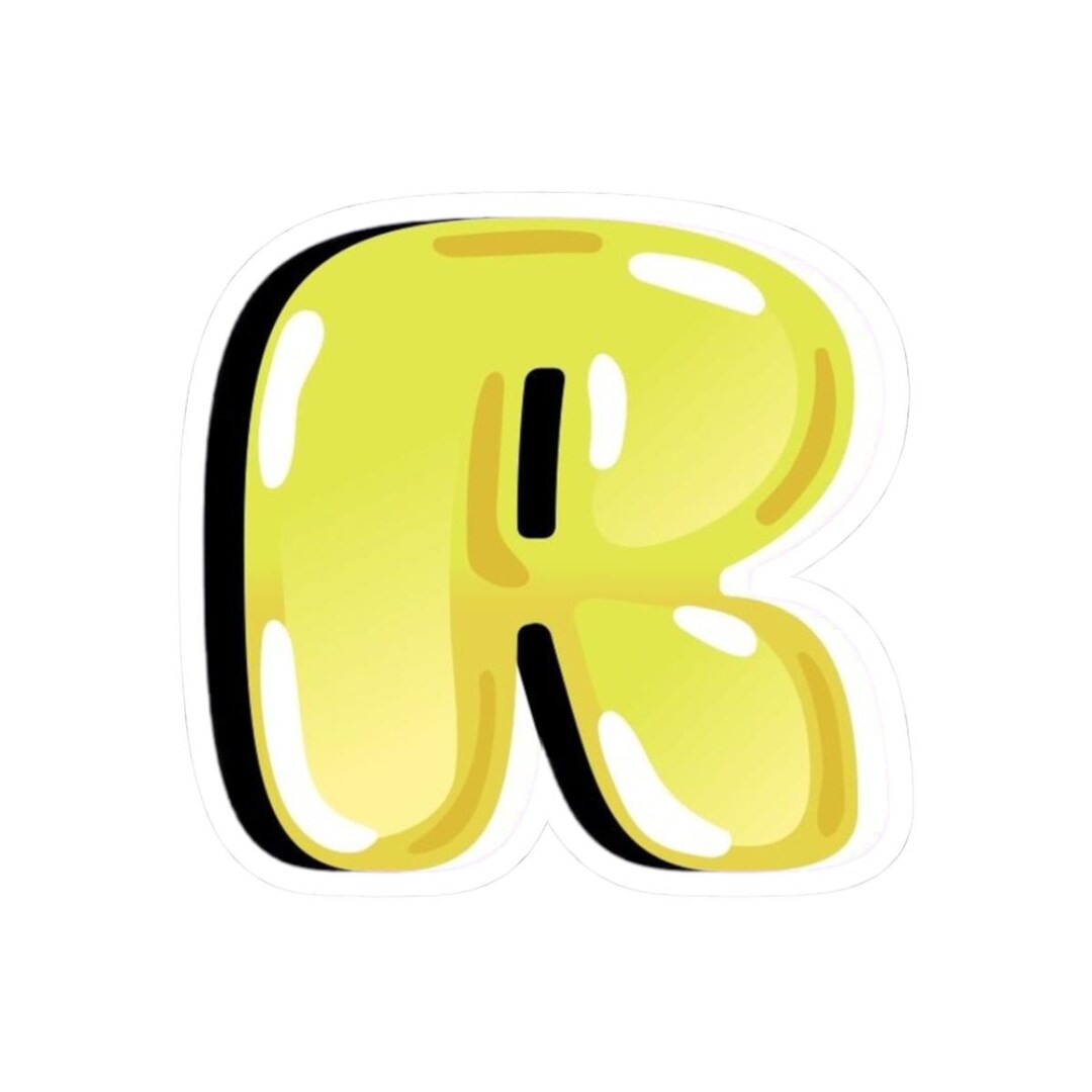 Yellow Bubble Letter R Sticker | Kiss-cut Sticker, Alphabet Decal - Etsy