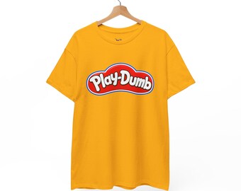 Play-Dumb Logo Tee | Parody Logo T-Shirt, Yellow Cotton Shirt