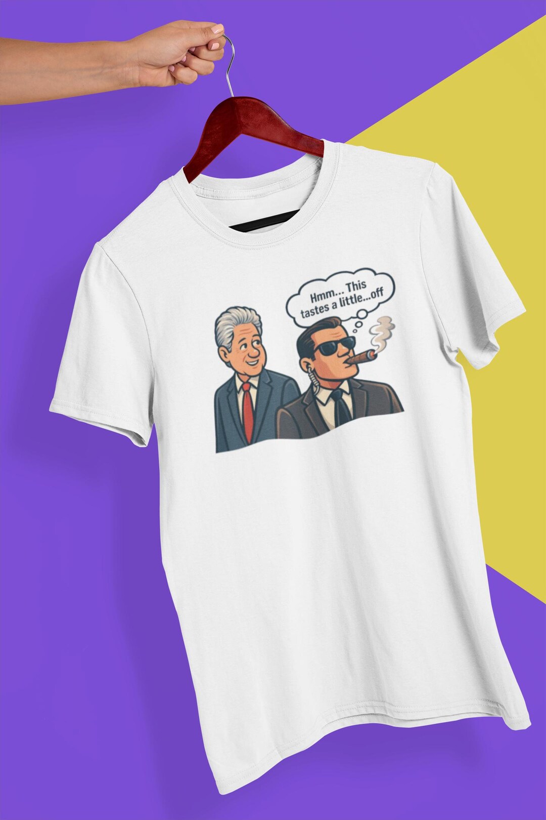 Bill Clinton and Bodyguard Cigar Illustration T-shirt | Funny Political ...