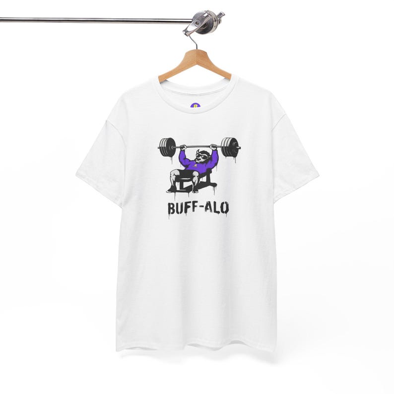Rancid Buffalo Mascot Weightlifting Tee | 'BUFF-ALO' Gym Shirt image 5
