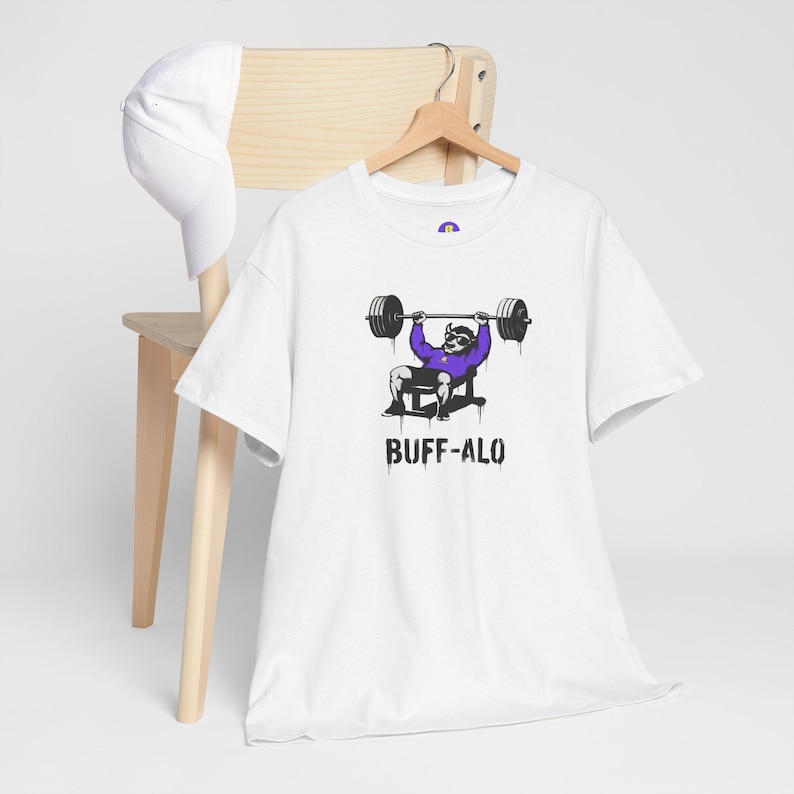 Rancid Buffalo Mascot Weightlifting Tee | 'BUFF-ALO' Gym Shirt image 7